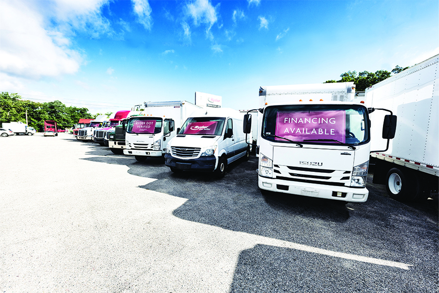 delivery lineup of vehicles