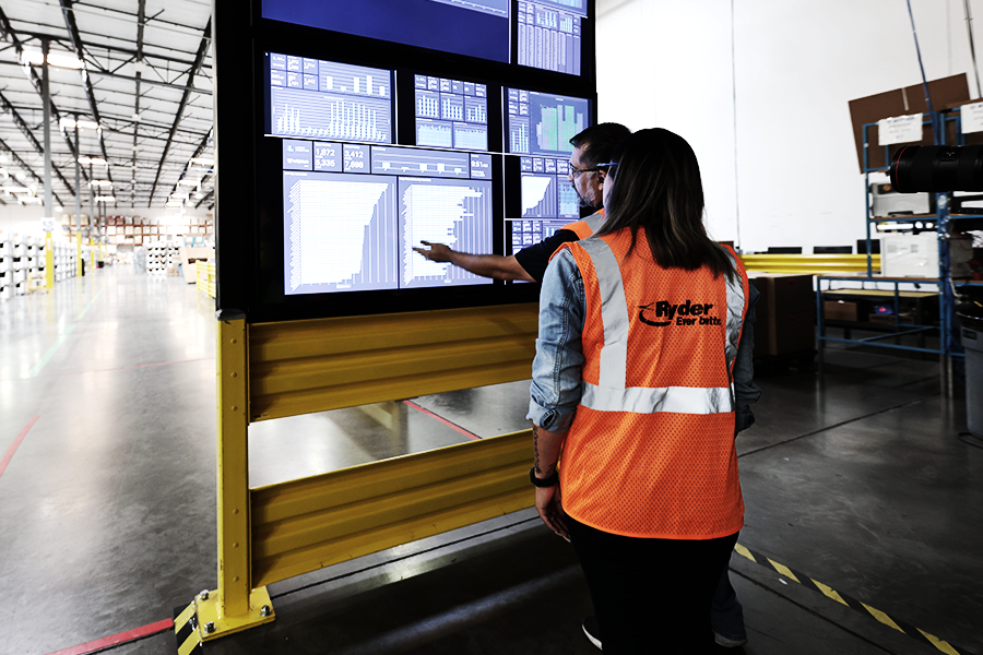 Ryder employees working in a warehouse