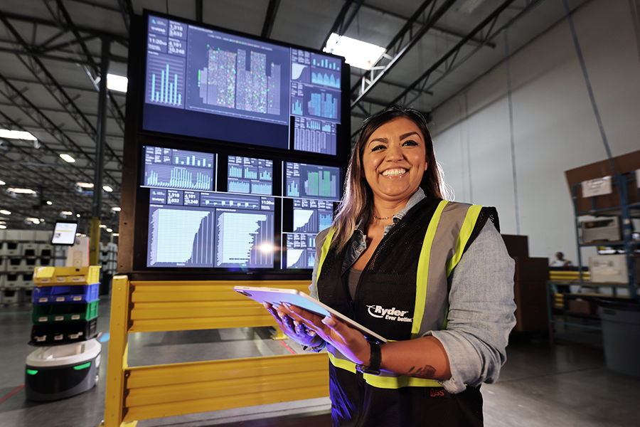 Ryder employee in a warehouse