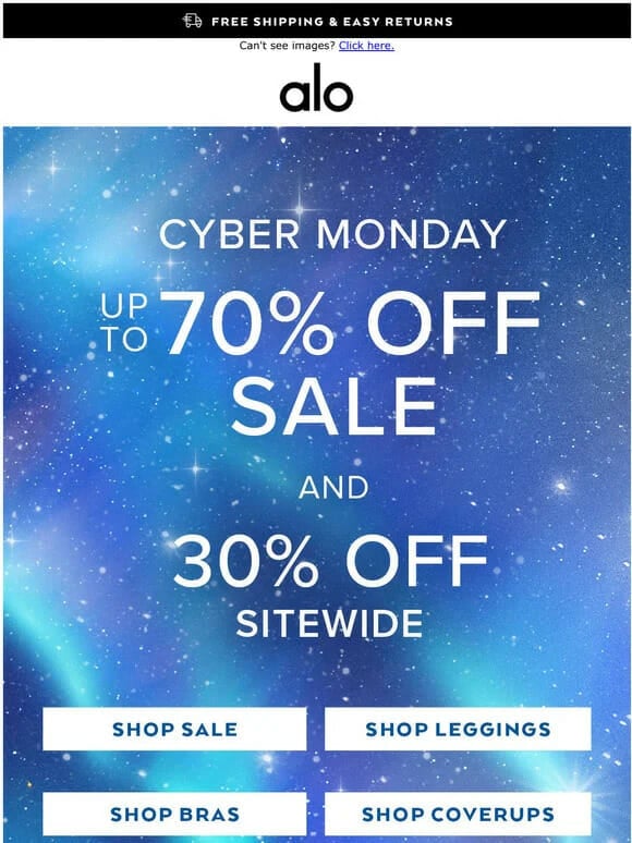alo ad for cyber monday deals.