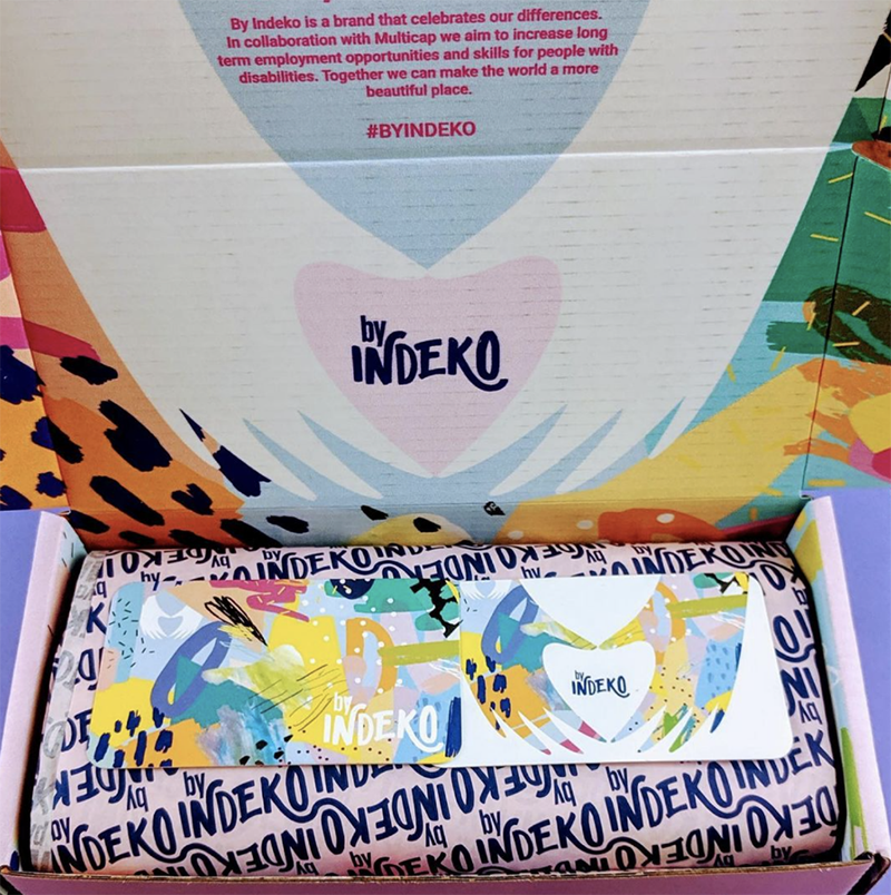 by indeko product packaging with interior box art and card inserts