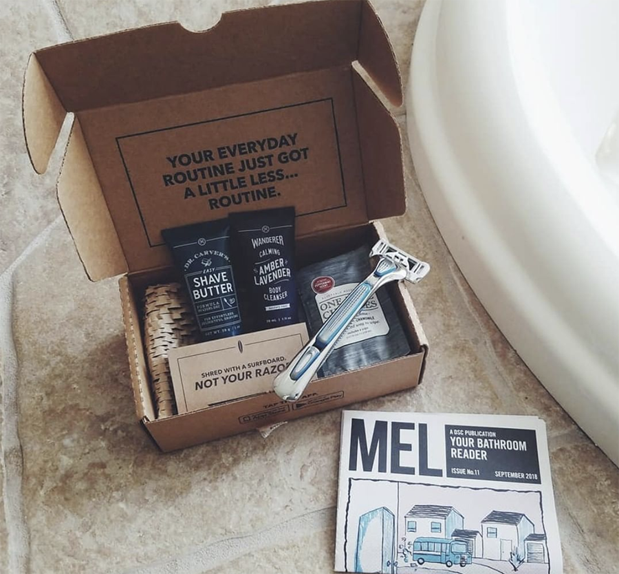 dollar shave club box with shaving supplies