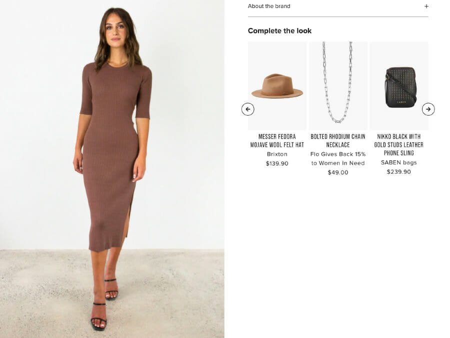 flo and frankie product page with recommendations to go with a dress