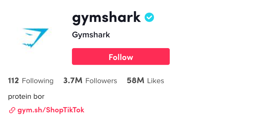 gymshark’s tiktok profile