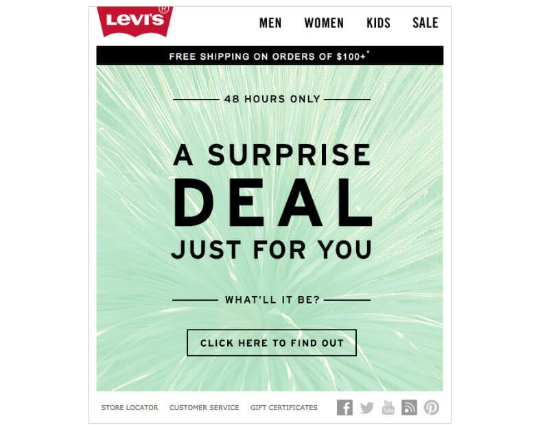 a levi’s ad for a 48 hour surprise deal