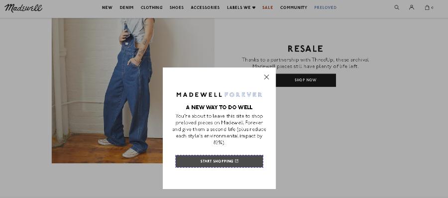 Madewell recommerce page.