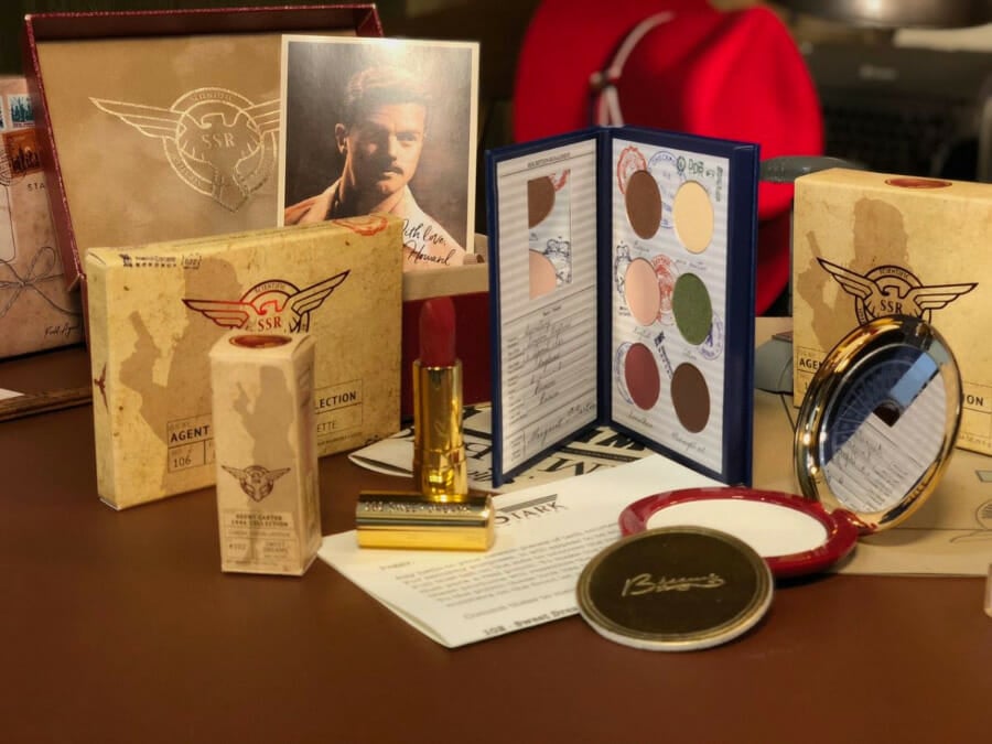 besame’s agent carter collection including lipstick, powder, and eyeshadows