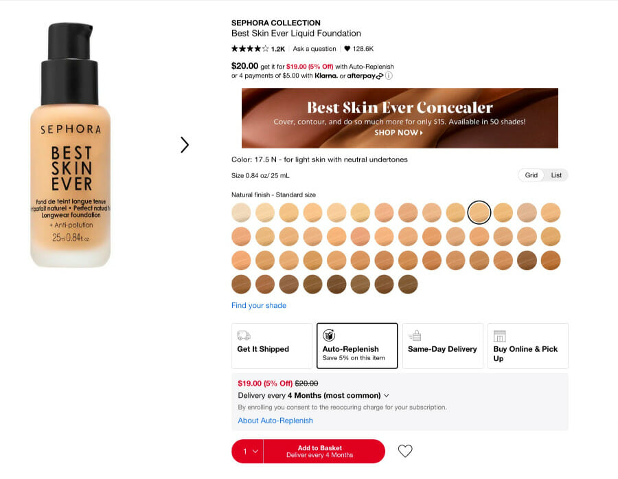 Concealer product page on the Sephora site.