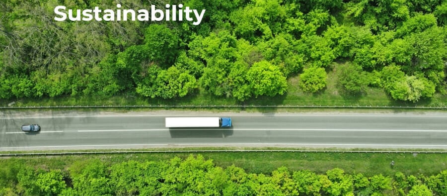 the sustainability page header on the ryder ecommerce site.