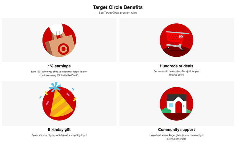 screenshot of Target’s circle benefits program