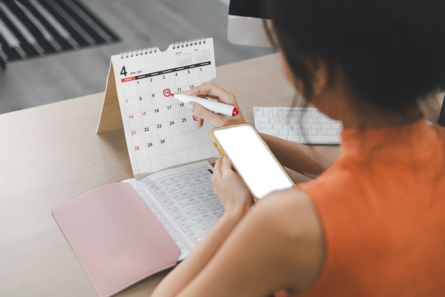 A calendar with dates circled