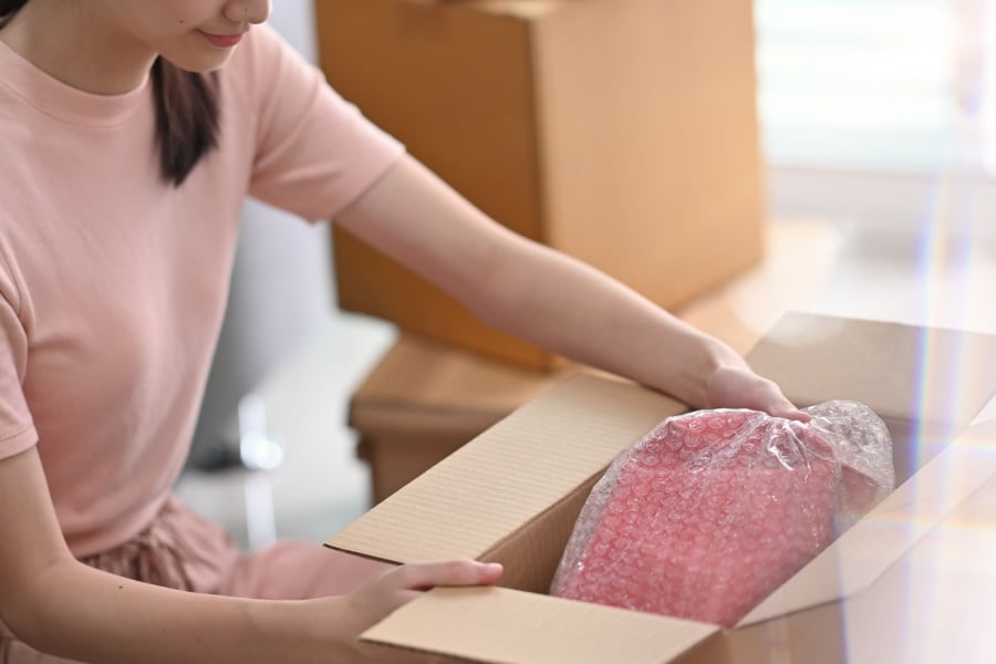 female consumer receiving order female consumer receiving order