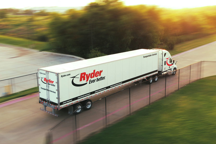 Ryder truck on the road