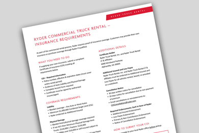 Cover of insurance requirements one-pager