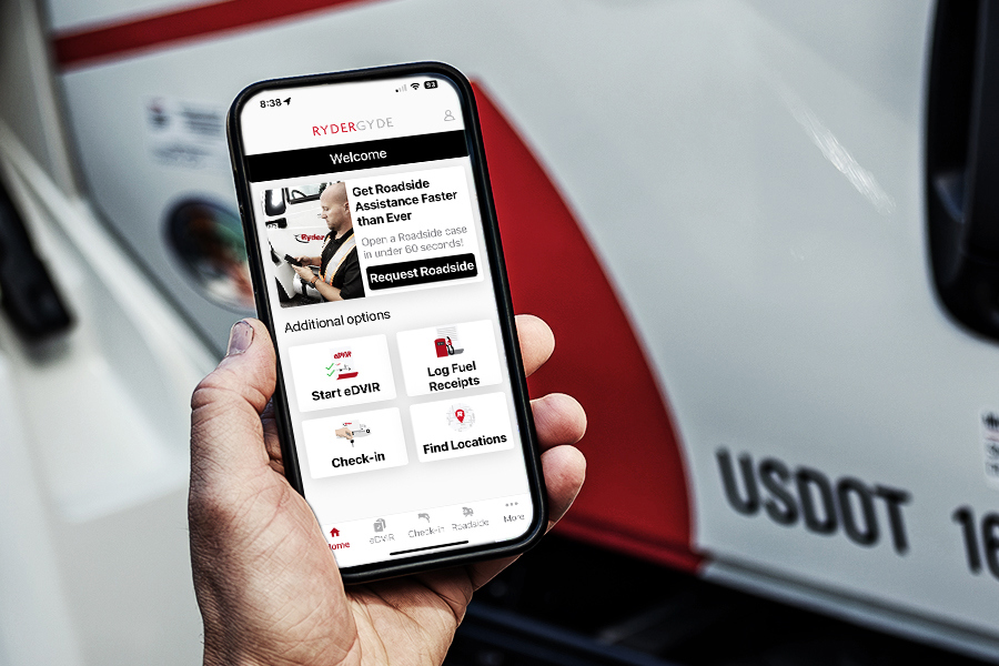 A customer using the Rydergyde app to manage their fleet