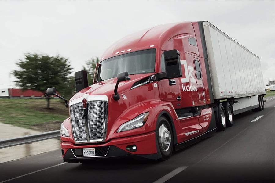 A semi-truck equipped with autonomous technology