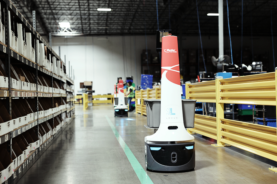 A Ryder robot being used in a warehouse as part of our warehouse automation