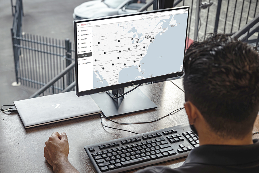 A customer using Ryder connected fleet solutions