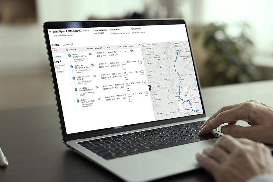 A customer using Rydershare to view their entire supply chain