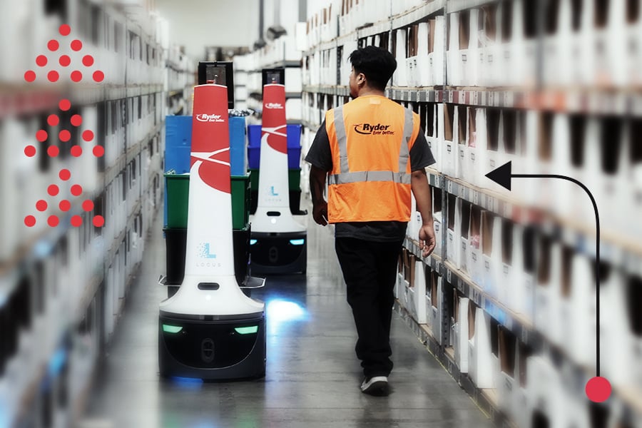 Automation and robots in action at a Ryder warehouse