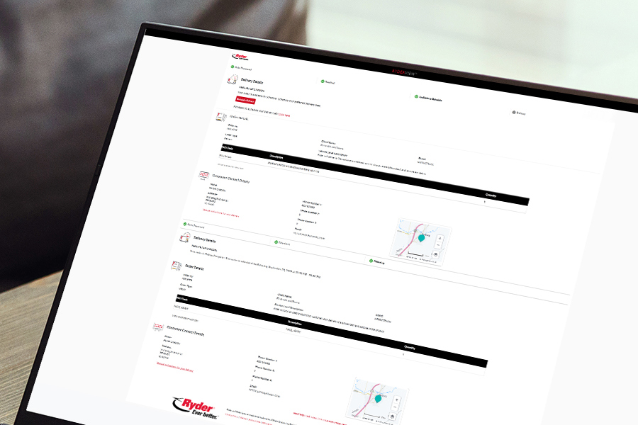 User showcasing ryderview order journey tracking
