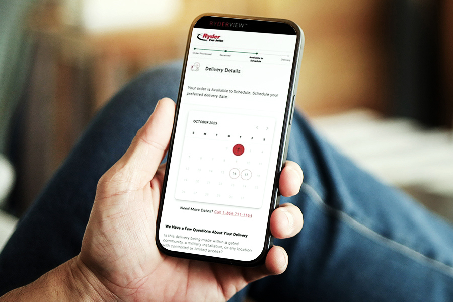Customer using ryderview to schedule delivery