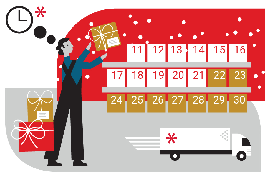 2024 Holiday Shipping Deadlines Illustration of a holiday shipping calendar