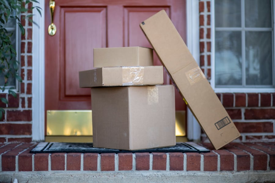 E-commerce packages delivered to doorstep