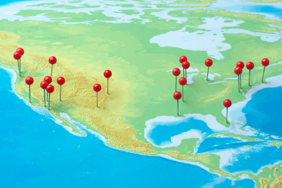 Map with forward deployment locations for last mile Map with forward deployment locations for last mile